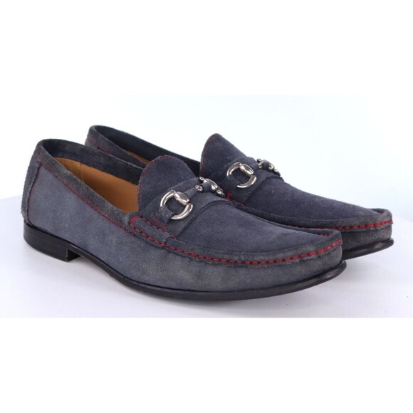 Saks Fifth Avenue Black $180 Men\'s Horsebit Loafers Shoes Size 11.5 M Suede Blue main image 6